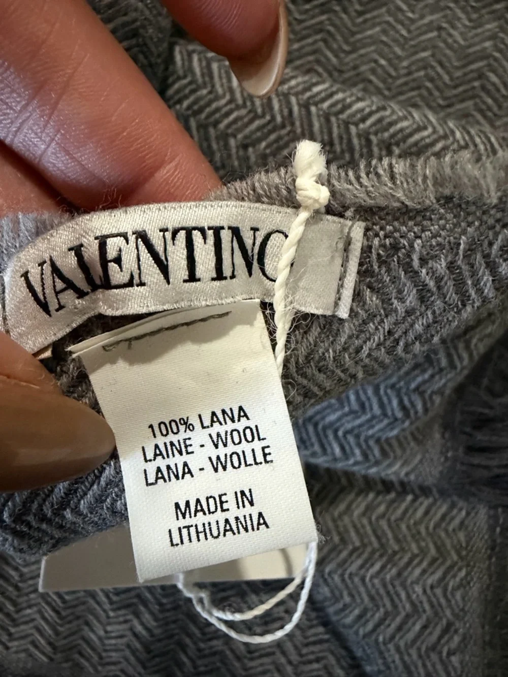 Valentino Gray Herringbone Men's Scarf
